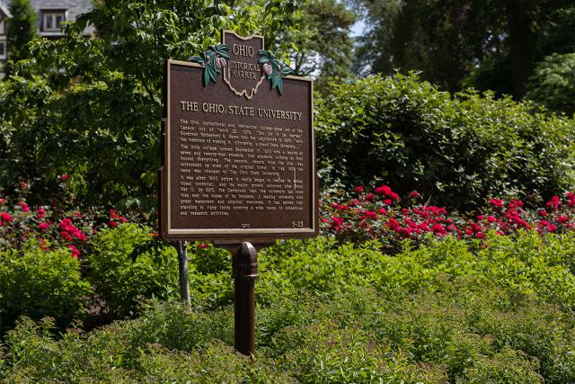 Ohio state historical marker by mirror lake