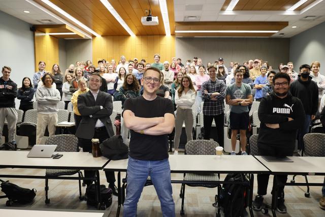 Steven Brown in class with students