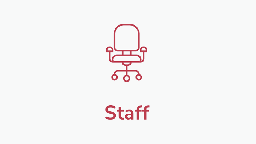 Desk chair icon above the "Staff" resource links